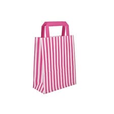 Image of Candy Striped Party Kraft Paper Bags - Flat Handle Gift Carrier Bags for Shops