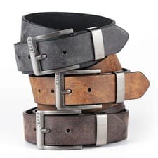 Image of Mens Genuine Leather Belt Pure Leather Black Brown Trouser Jeans Belt Buckle UK