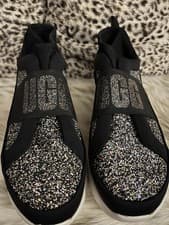 Image of Ugg Neutra Trainers, Black With Glitter Effect. Slip On Neoprene Sick Style