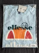 Image of Ellesse Ecrillo Tee Men’s Medium Light Blue Big Logo T-Shirt NWT Pit-to-Pit 20"