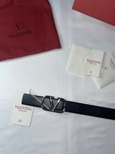 Image of Valentino Garavani VLogo Signature Black Leather Belt Size 85/34 (s)