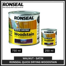 Image of Ronseal Quick Drying Woodstain Satin Rainproof 250ml 750ml - All Colours