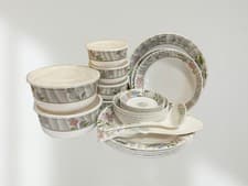 Image of 100% Melamine Dinner Tableware Set Plate Bowl Spoon Picnic Motorhome Flower