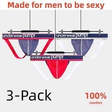 Image of 3 Pack  Men's Sexy Mesh Jockstrap Underwear, Breathable Athletic Jock Briefs