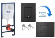 Image of GROHE Rapid SL Wall Hung WC 1.13m Concealed Frame Cistern & Black Flush Button