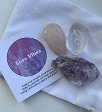 Image of Crystal Healing Kit Love Vibes...Rose Quartz, Amethyst,Clear Quartz Gift
