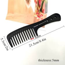 Image of Black Flattop Hair Cutting Comb Wide Tooth Professional Barber Salon