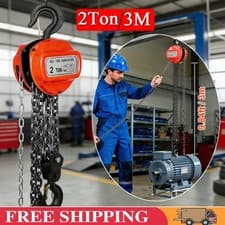 Image of 2 Ton 3m Manual Hand Chain Hoist Block Fall Heavy Duty Hook Pulley Lifting UK