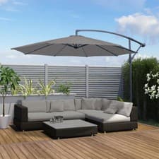 Image of 3M Garden Parasol Outdoor Hanging Sun Shade Banana Umbrella Cantilever Grey