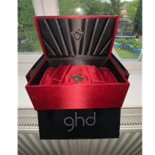 Image of ghd Scarlet Collection Deluxe Hair Straightener Black Red with Red Case & Box