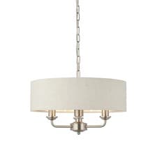 Image of Luminosa Highclere Single Shade Pendant Light Brushed Chrome Plate,Natural Linen