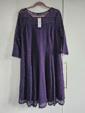 Image of BNWT Yours dark purple lace skater dress - size 22
