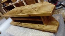 Image of Corner TV Unit Stand Cabinet, Rustic Chunky Solid wood Handmade. Oak wax. 100cm