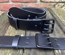 Image of Real Leather 1 1/2" 38mm Wide Belt with 2 Prong Black Buckle Choice of Colour