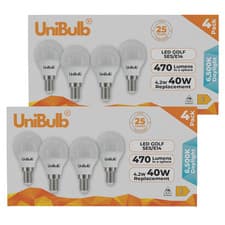 Image of UniBulb 8 LED E14 Golf Ball Bulbs 4.2W 6500K Ideal for Living Room & Table Lamps