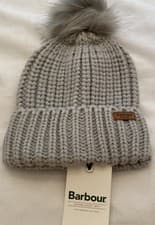 Image of Barbour Womens Saltburn Beanie / Bobble Hat New Pearl Blue