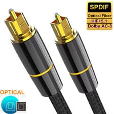 Image of Pure Optical Fibre TOSlink Audio Cable for Soundbar/Gaming/TV/Cinema Room 1m-3m
