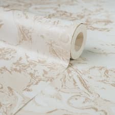 Image of Cream Marble Metallic Wallpaper Ripple Liquid Swirl Effect Gold Shimmer Smooth