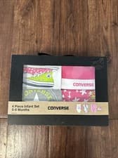 Image of NWT CONVERSE Baby Girl 4 PC BOXED SET-2 Bodysuits,Pants & Hat 0-6 Months $50