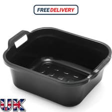 Image of Addis 517936 Large Rectangular 10 Litre Washing Up Bowl with Handles, Black
