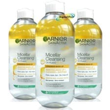 Image of 3x Garnier Micellar Cleansing Water OIL INFUSED Longwear Make Up Remover 400ml