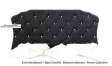 Image of Emily Bed Headboard in Crush Velvet, Chenille, Linen, Diamante - ESUPASAVER