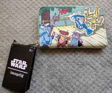 Image of Loungefly Star Wars Ewoks and Droids Glow in the Dark ZIP AROUND Wallet