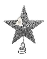 Image of Christmas Tree Topper Silver Glitter Star 25cm Festive Tree Decorations