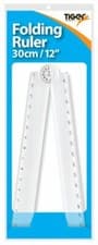 Image of Tiger Folding Ruler 30cm Protractor Exam Stationery Plastic Angled School Office