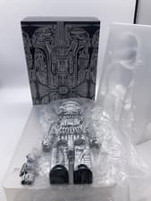 Image of Medicom BE@RBRICK HR Giger Black Chrome 100% 400% Bearbrick Figure Set