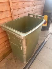 Image of 340L Green Wheelie Bin With Wheels - No Lid - Perfect As A Slave Bin