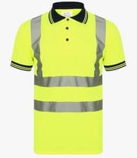 Image of Hi Vis Polo Short Sleeve Reflective Plain T Shirt Plain & Two-Tone Work Top