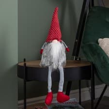 Image of 54cm Grey Haired Christmas Gonk with Dangly Legs in Dotted Hat