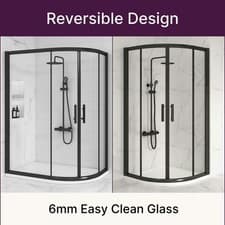 Image of Black Quadrant / Offset Shower Enclosure Corner Sliding Cubicle Door 6mm Glass