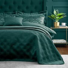 Image of Catherine Lansfield Art Deco Pearl Luxury Duvet Cover Bedroom Collection Green