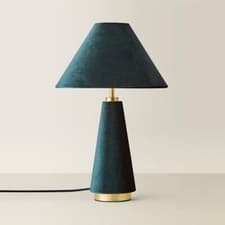 Image of Velvet Table Lamp Living Room Bedside Light Cone Lampshade Bedroom Gold Base