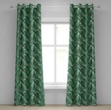 Image of Palm Leaf 2-Panels Eyelet Curtains Watercolor Jungle