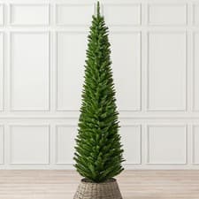 Image of Slim Christmas Tree 5ft 6ft 7ft Artificial Corner Pencil Xmas Spruce with Base