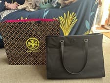 Image of Tory Burch Ella Tote Bag Black Nylon Large