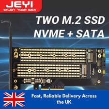 Image of JEYI Dual M.2 PCIE 4.0 Adapter for NVMe / NGFF SSD, NVME and SATA SSD to PCIe