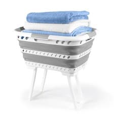 Image of Beldray Standing 40L Laundry Basket – Collapsible with Foldable Legs, Grey