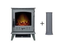 Image of Adam Aviemore Electric Stove Grey Enamel + Straight Stove Pipe