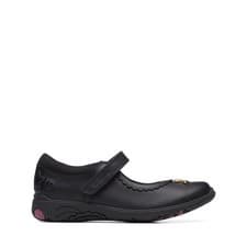 Image of Clarks Relda Sea K Girls Black School Shoe