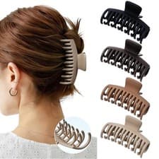 Image of 4 Pack Double Row Teeth Hair Claw Clips, 3.5" Large Strong Hold Matte Hair Cl...