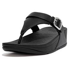 Image of Fitflop Lulu Adjustable Toe Post Ladies Sandals Slip Leather Black