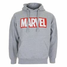 Image of Official Marvel Mens Comics Core Logo Hoodie Jumper Grey S-XXL