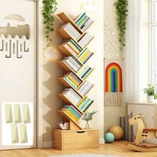 Image of 12 Tier Tree Bookshelf Tall Floor Standing Book Shelf Tall Bookcase Living Room