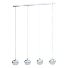 Image of Pendant Light Colour Chrome Shade Granille White Clear Plastic Bulb E14 4x25W