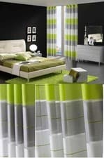 Image of SALE! PAIR READY- MADE CURTAINS STRIPED VOILE EYELET RING Pencil Pleat Tape Top