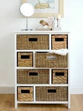 Image of Storage Unit Wicker Basket Bathroom Hallway Chest of Drawers Tetbury Furniture